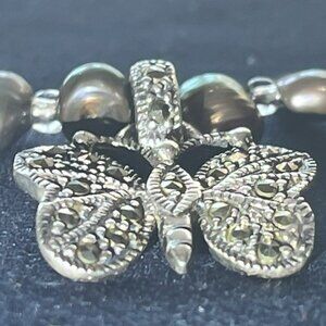 Baroque Peacock Pearl Choker with 925 Crystal Butterfly Pendant